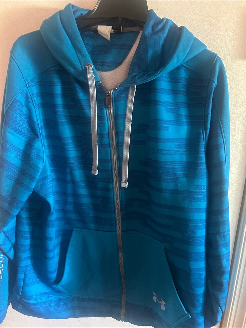 Under Armour Teal Blue Striped Full-Zip Hoodie